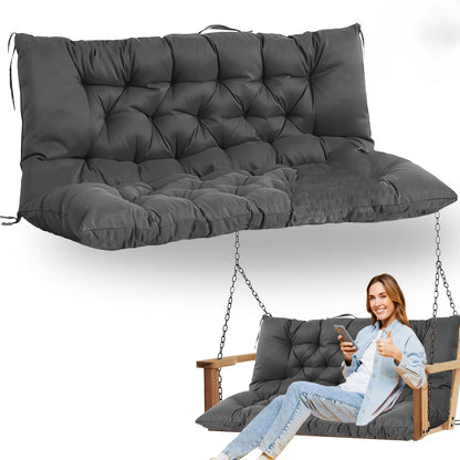 Patio Rocking Chair Cushion - Thick All-Weather Outdoor Seat Pad with Ties & Ergonomic Lumbar Backrest Support