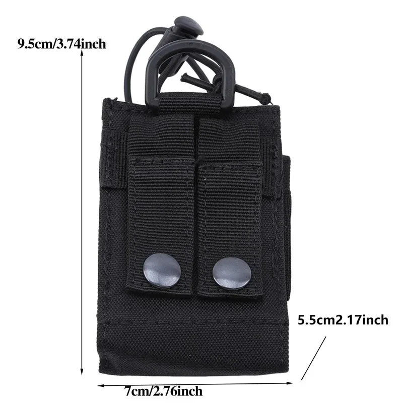DIZETION Tactical Radio Pouch - MOLLE Nylon Walkie Talkie Holder & Hunting Interphone Hanging Bag