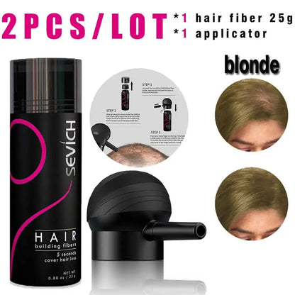 SEVICH Hair Building Fiber Set – Hair Loss Concealer for Sparse or Bald Spots with Keratin Fiber Powder Applicator