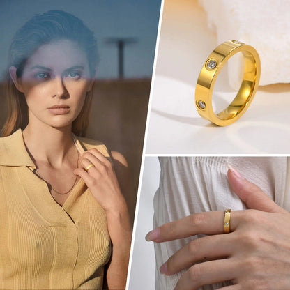 Gold-Plated Cubic Zirconia Love Ring — Promise & Wedding Band for Women