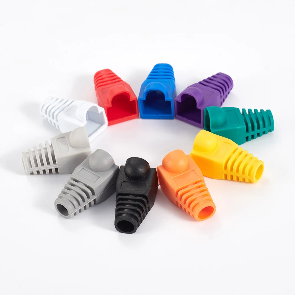 Mixed Color RJ45 Ethernet Cable Boots — Strain Relief Covers for CAT5E/CAT6 Connector Plugs