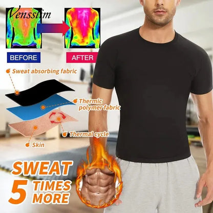 Vensslim Men’s Sauna Suit Vest — Heat Trapping Workout Fat Burner Body Shaper & Waist Trainer Corset
