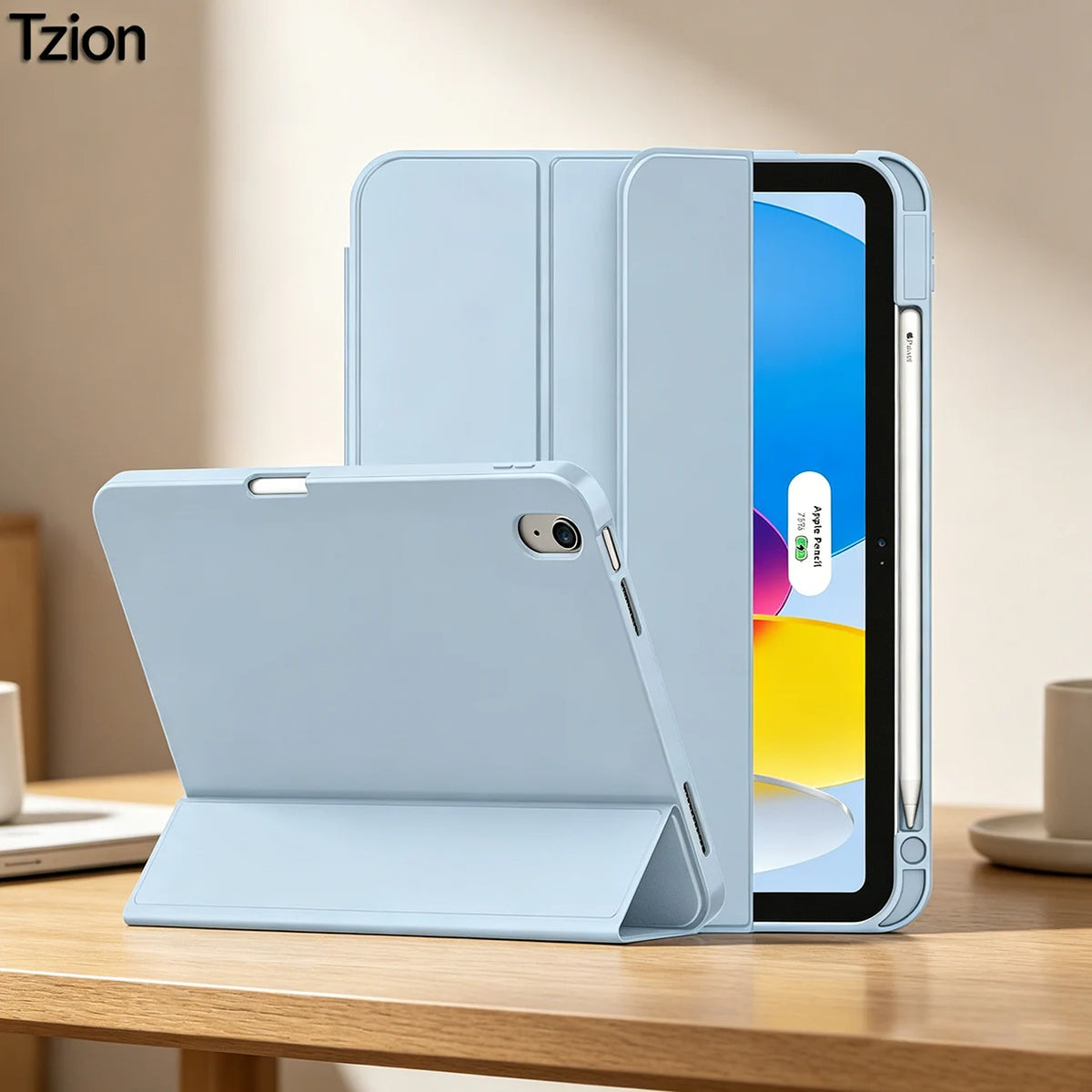 iPad A16 11th Gen Case - Slim Tri-Fold Stand Cover with Auto Sleep/Wake and Pencil Holder