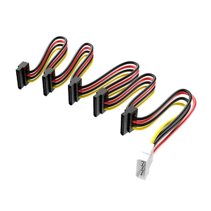 SATA Power Cable Splitter - 1 to 5 Hard Drive Power Connector Adapter for DIY PC Power Supply Setup
