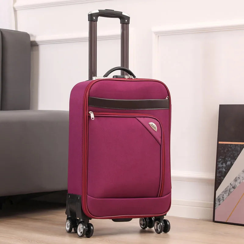 Ex Canvas Travel Suitcase – Trendy Fashionable Rolling Luggage with Combination Lock & 360° All-Direction Wheels for Business Travel