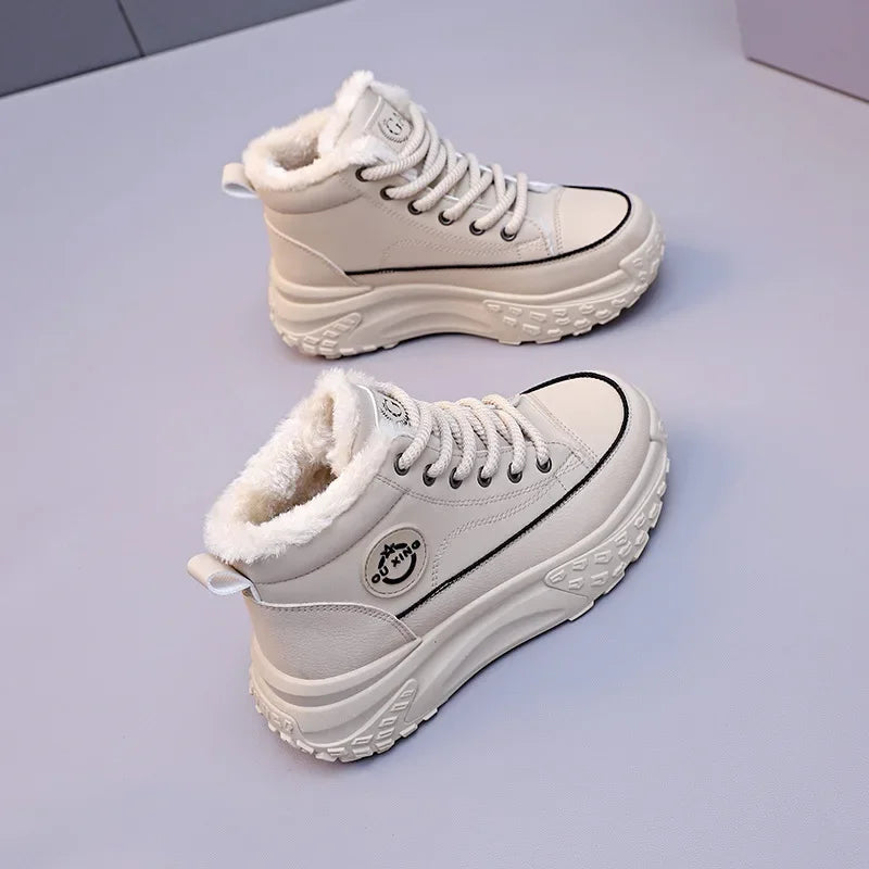 Women's Winter 2023 Flat Boots – Fleece-Lined High-Top Warm Cotton Shoes Hx-Q037