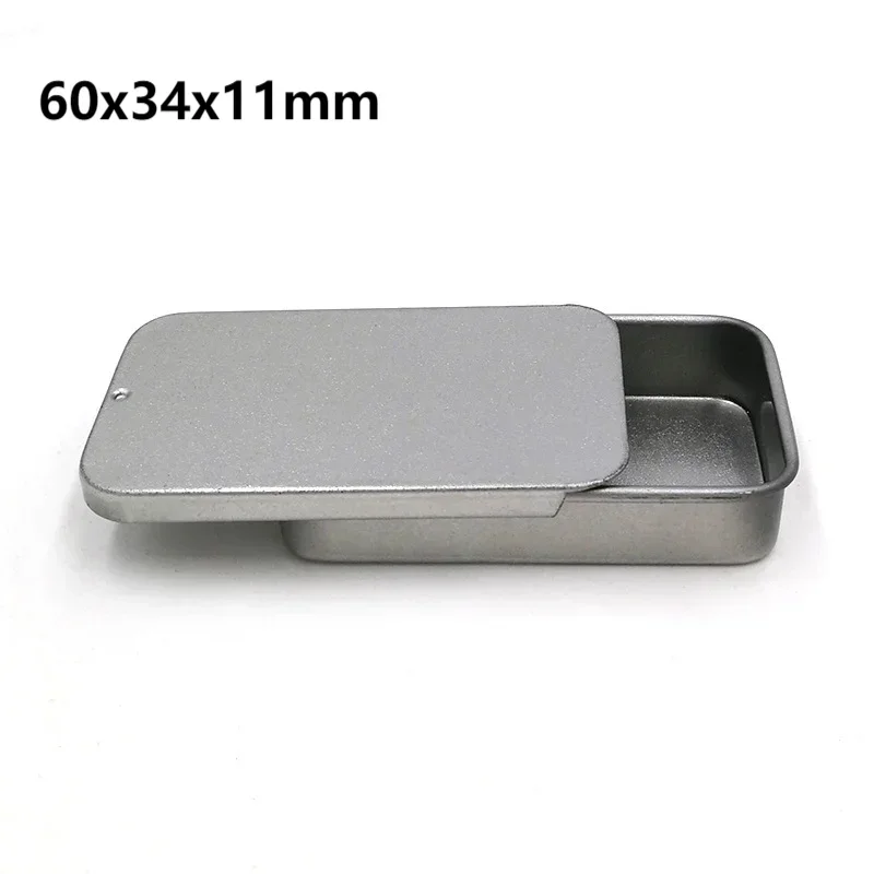 Metal Rectangular Tin Storage Box – Portable Slide-Cover Organizer for Candy, Pills & Small Items, Empty Tinplate Container