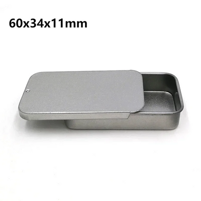 Metal Rectangular Tin Storage Box – Portable Slide-Cover Organizer for Candy, Pills & Small Items, Empty Tinplate Container