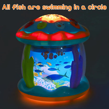 Baby Ocean Light Projector Toy - Musical Montessori Sensory Learning Toy for Toddlers 1-3 Years