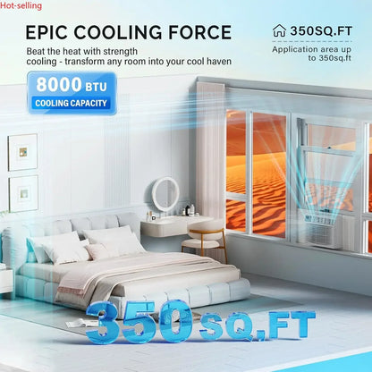 8000 BTU Smart Window AC – Energy Saving, WiFi & Remote Control with Timer