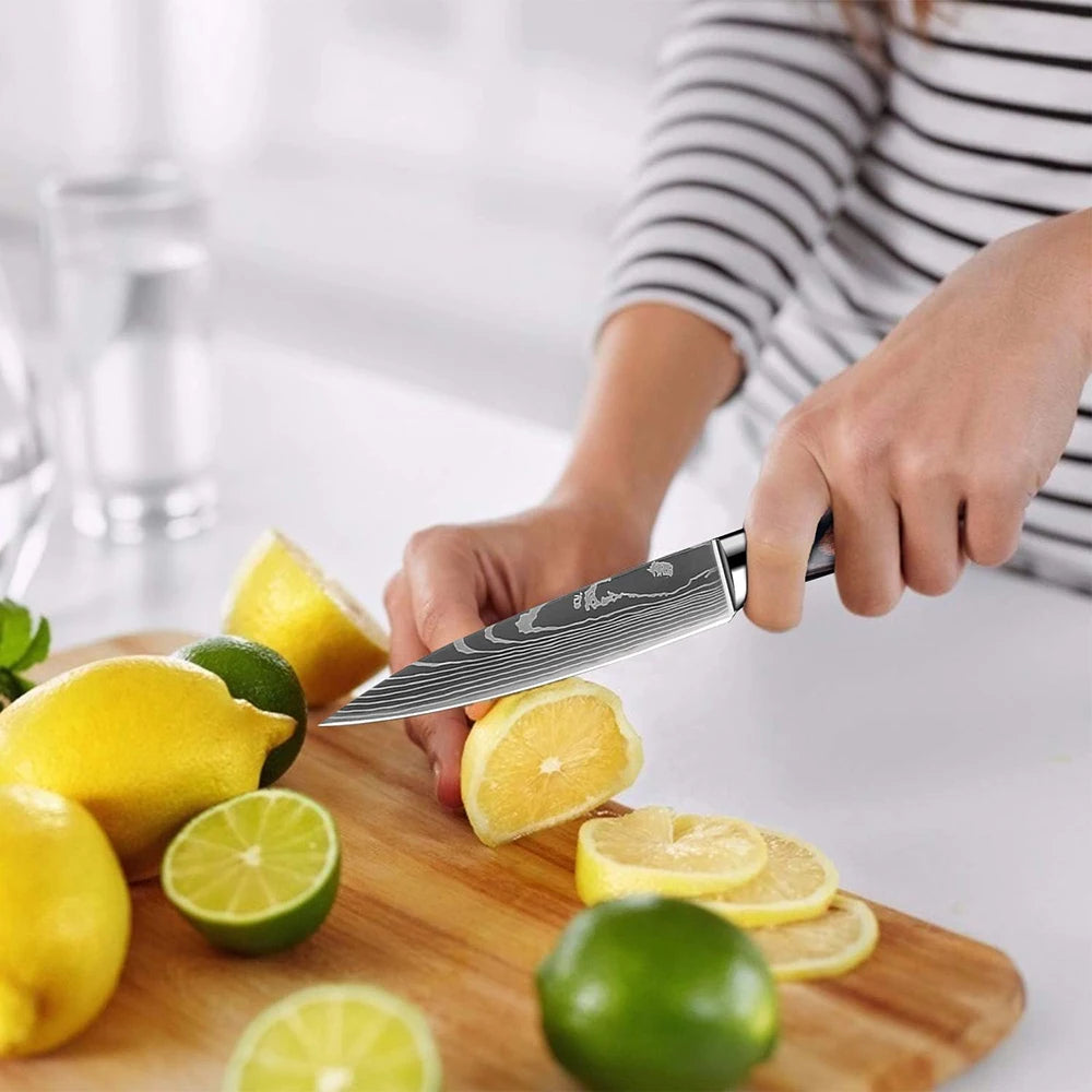 XITUO Kitchen Knife Set - 1-9PCS 7Cr17Mov Stainless Steel Chef, Santoku & Fruit Knives with Ergonomic Pakkawood Handle