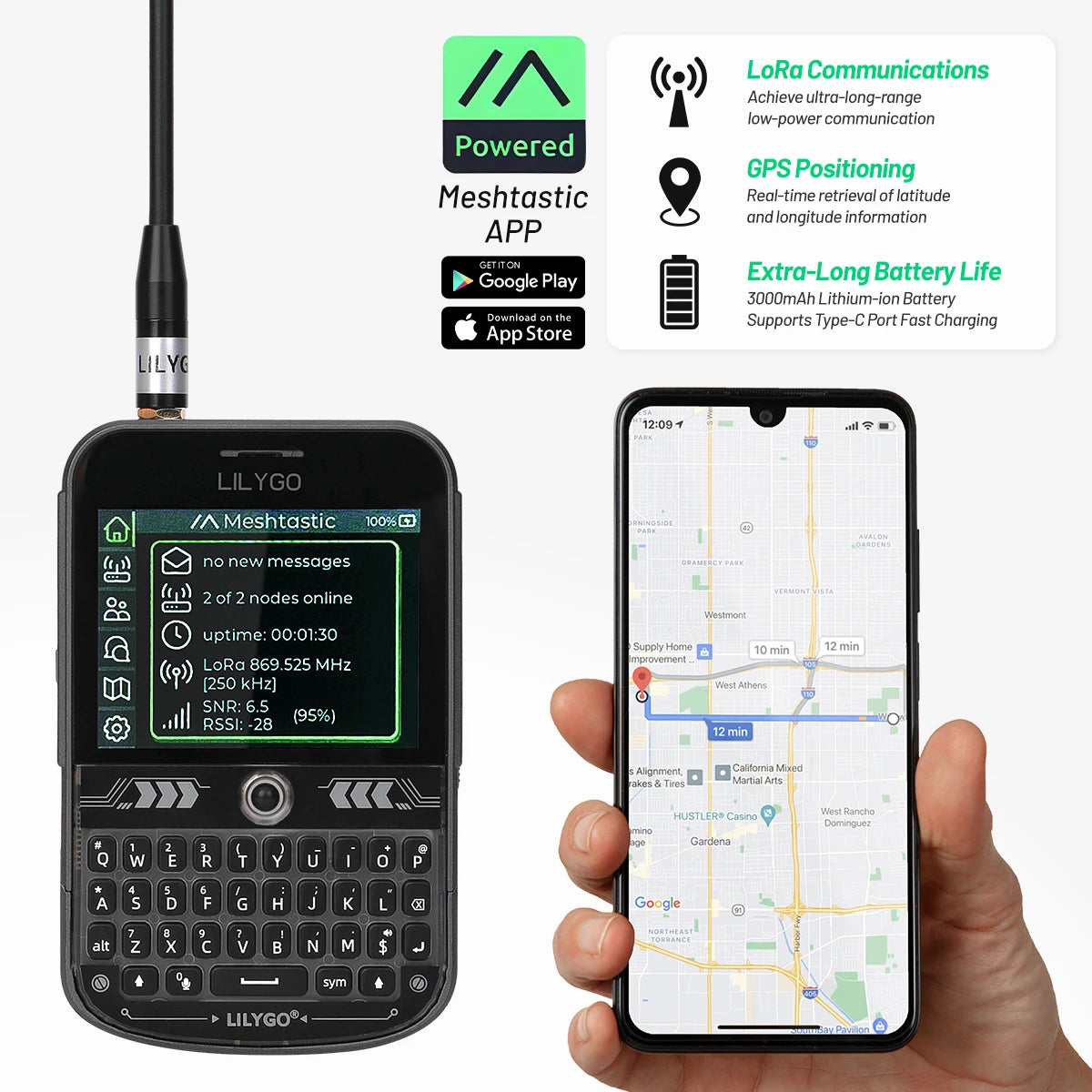 LILYGO T-Deck Plus LoRa Mesh Radio - ESP32-S3 GPS LoRaWAN Pocket Tracker for Meshtastic