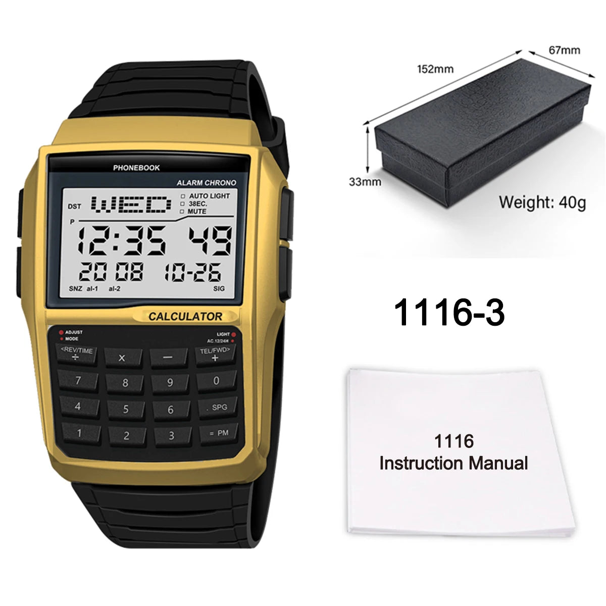 Transparent Plastic Calculator Watch - Men’s Multifunction Luminous LED Digital Computer-Style Wristwatch