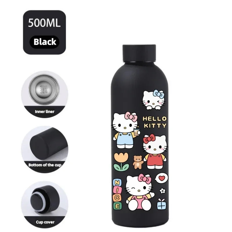 Sanrio Hello Kitty Insulated Sport Bottle — Double-Layer Stainless Steel Vacuum Cup, Small Mouth Coffee Bottle, Angel Color Frosted Finish