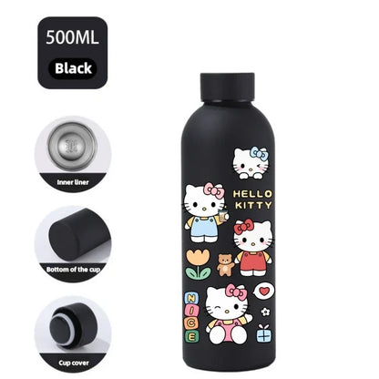 Sanrio Hello Kitty Insulated Sport Bottle — Double-Layer Stainless Steel Vacuum Cup, Small Mouth Coffee Bottle, Angel Color Frosted Finish