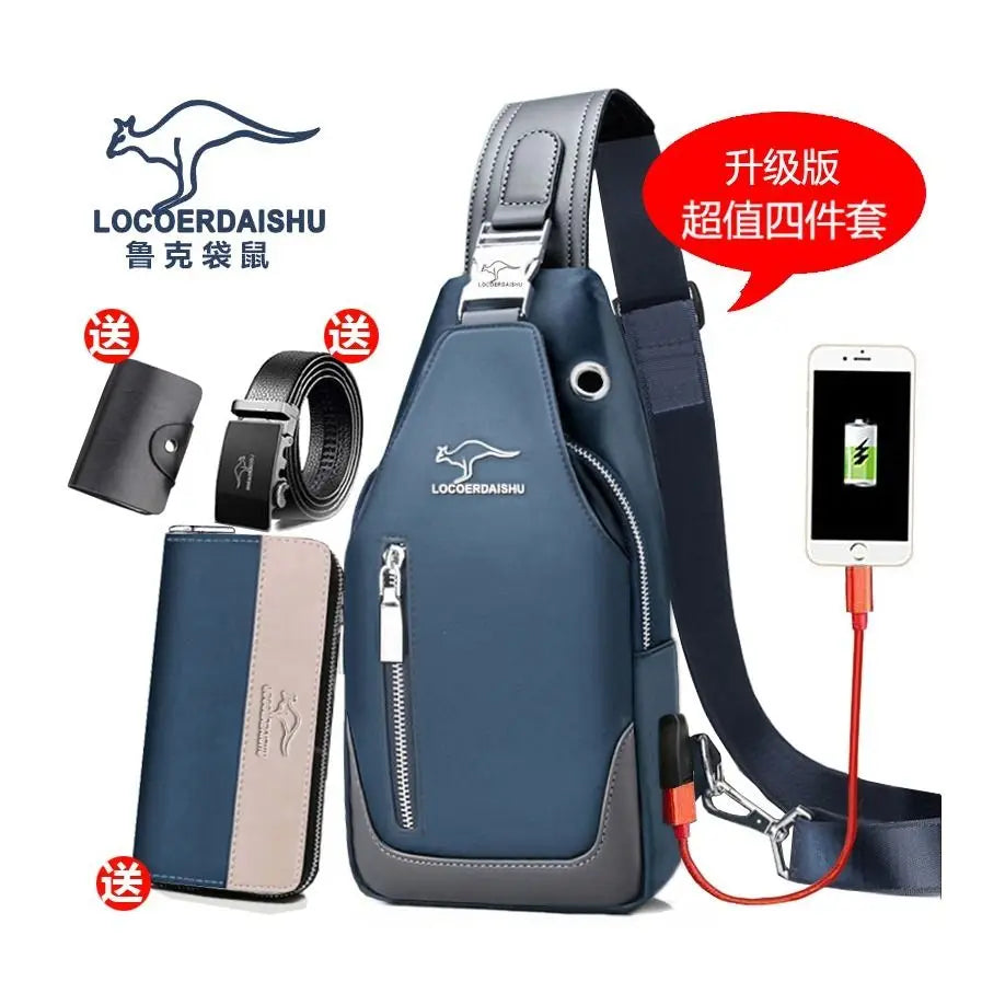 Men's Waterproof Oxford Chest Bag – Korean Style Casual Sport Crossbody Shoulder Messenger Bag