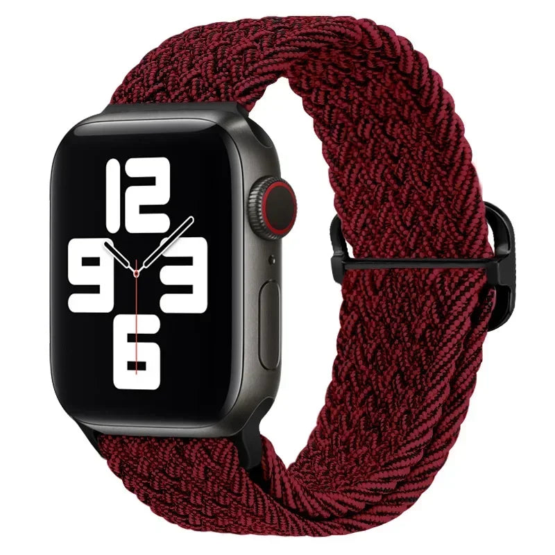 Braided Nylon Apple Watch Band – Adjustable Sport Strap Compatible with Ultra 2, Series 10/9/8/7/6/SE (40–49mm) Wrist Bracelet