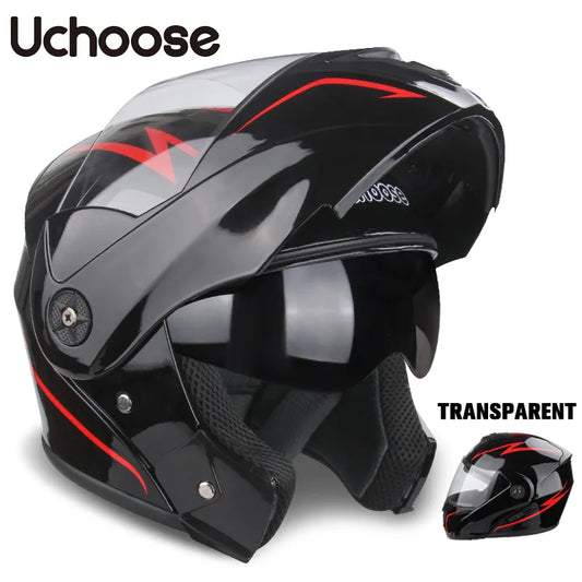 Uchoose Unisex Motorcycle Helmet – DOT Certified, Double Lens, Modular Flip Helmet with Visor, Cross-Section Safety