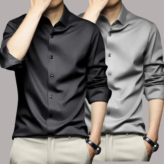 Men's Long Sleeve Non-Iron Wrinkle-Resistant Business Dress Shirt - S-5XL, Professional Casual White Suit Shirt