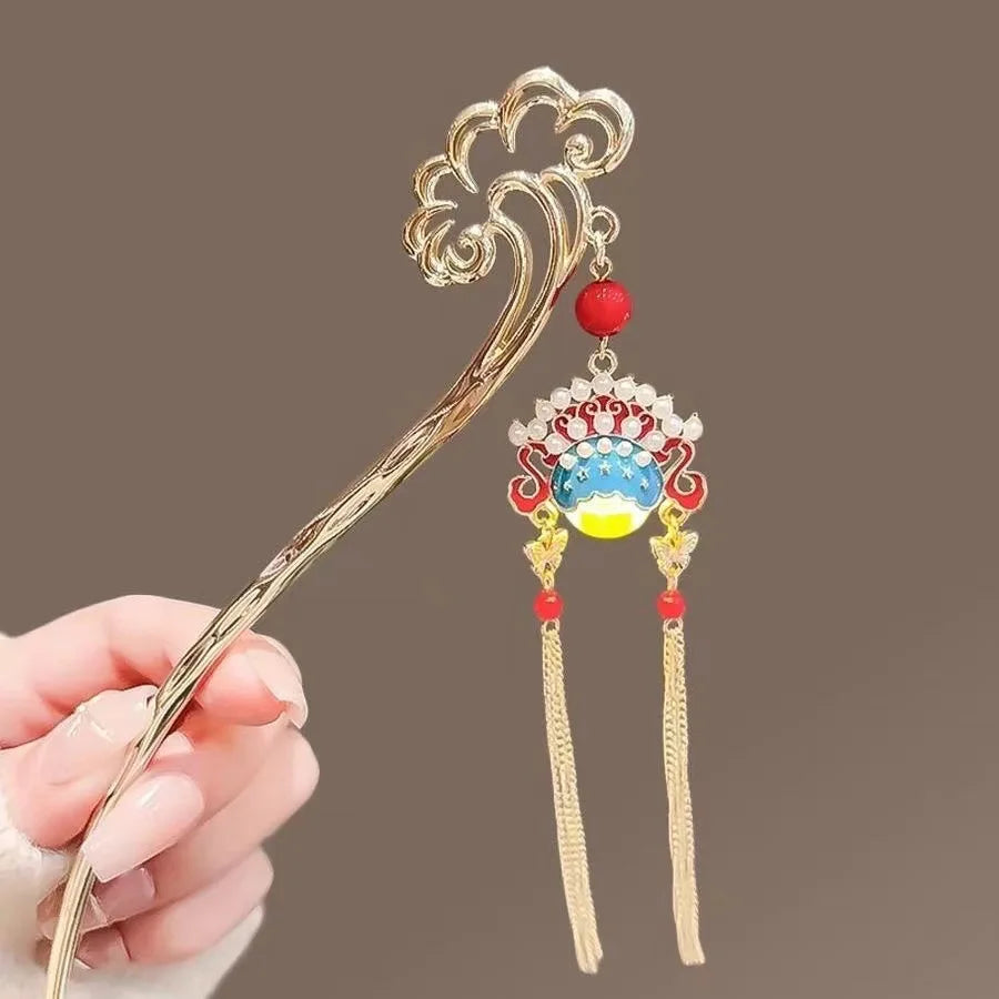 Luminous Lotus Flower Hairpin – Vintage LED Hair Stick with Lantern Tassel for Women and Traditional Hairstyles