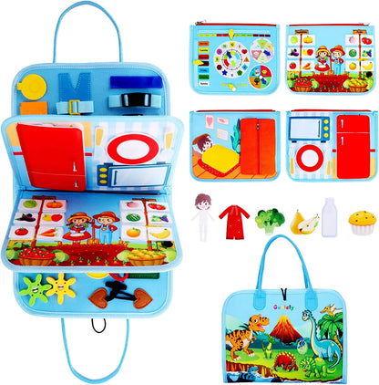 Montessori Busy Book – Portable Educational Toy for Toddlers, Travel Activity Board, Fine Motor Skills & Early Learning