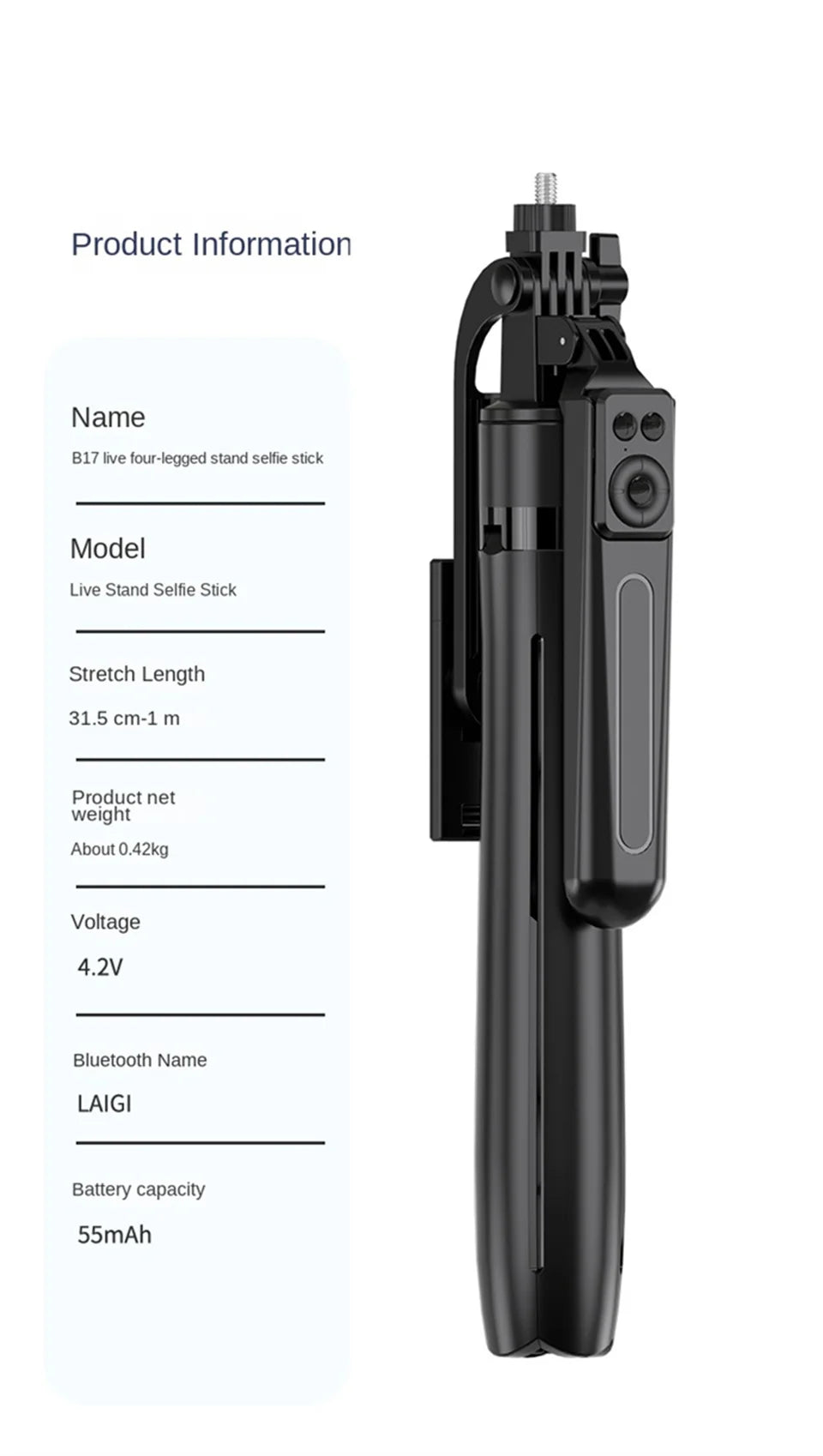 COOL DIER Smartphone Tripod – Bluetooth Shutter Selfie Stick Stand with Wireless Phone Holder