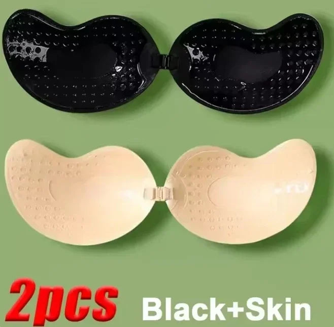 Invisible Strapless Adhesive Stick Bra – Seamless Silicone Push-Up Breast Tape, Nipple Covers & Bralette Pasties for Women