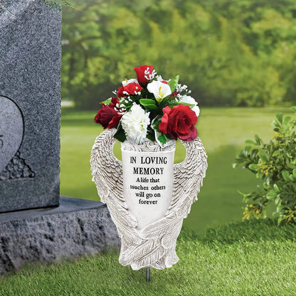 Angel Wings Memorial Figurine – Garden & Cemetery Decoration, Vase Statue, Beautiful Memorial Gift
