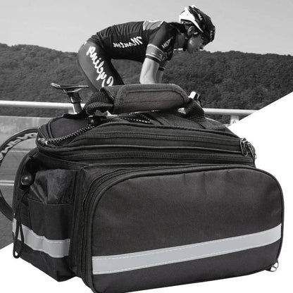 3-in-1 Waterproof Bike Trunk Bag — Large Capacity MTB & Road Bicycle Rear Seat Rack Panniers, Travel Luggage Carrier