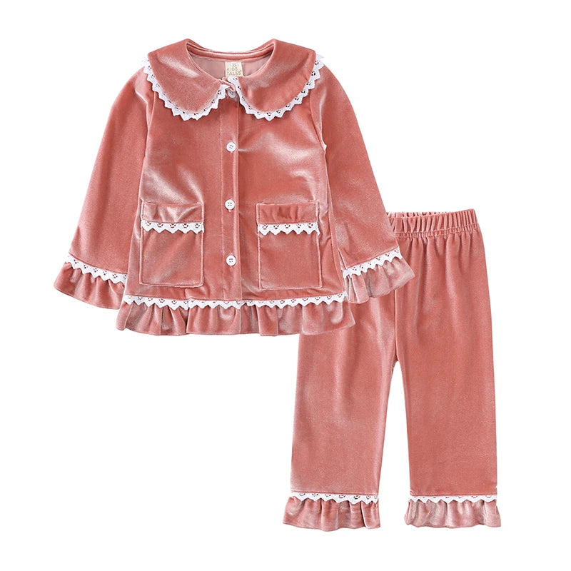 2025 Kids Christmas Pajama Set – Velvet Long Sleeve Loungewear & Sleepwear for Boys & Girls