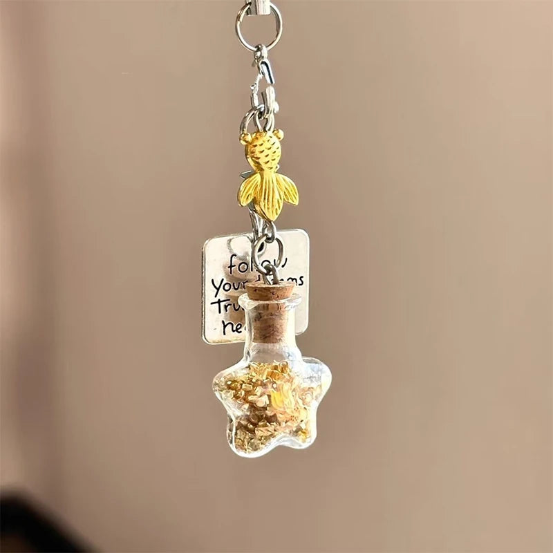 Transparent Wind Chime Keychain – Cute Kawaii Pendant for Mobile, Bag, and Home Decoration