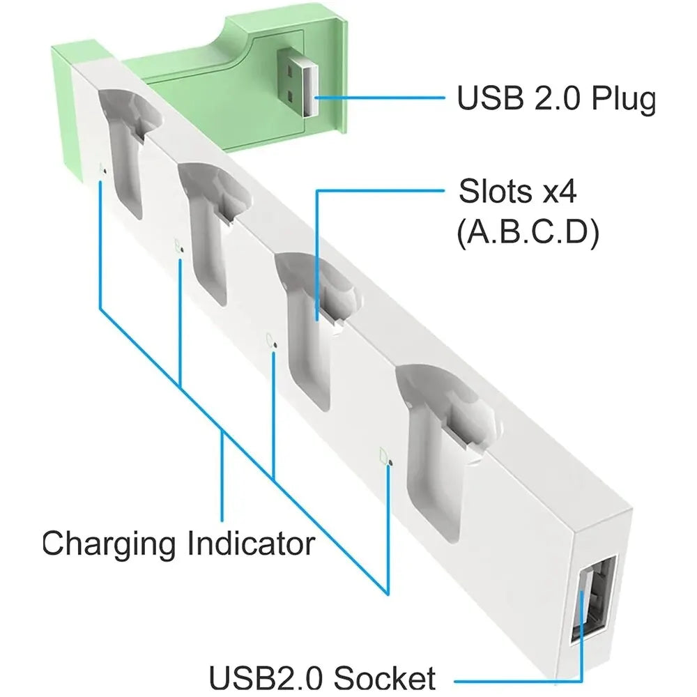 IPEGA PG-9186 Joycon Charging Dock Station for Switch & OLED – Charges Up to 4 Controllers, Compatible with All Models