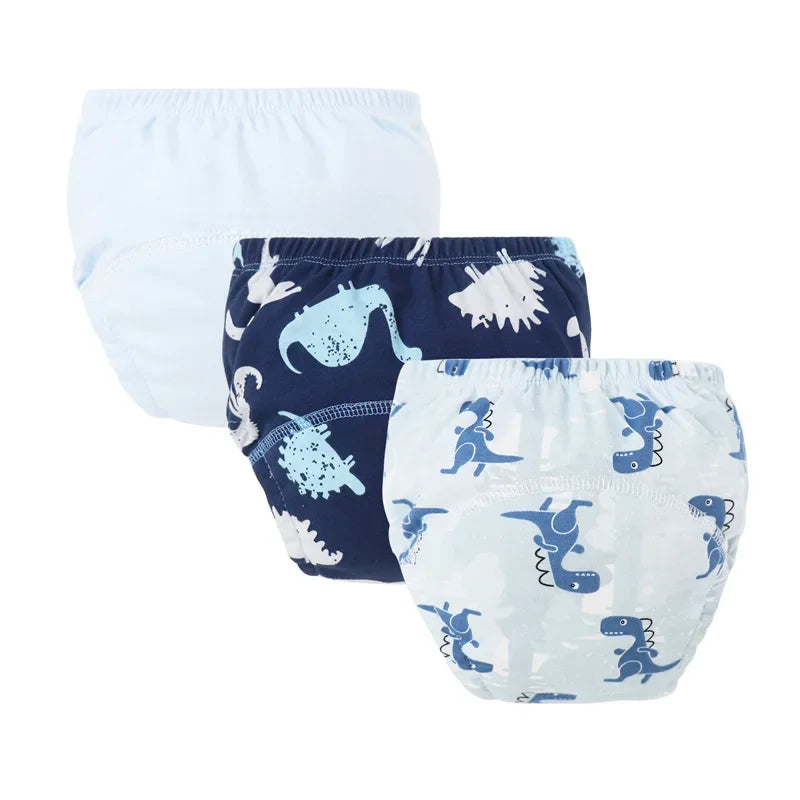 3-Piece Baby Diaper Pants Set – Cotton Toddler Training Pants, Cartoon Printed Reusable Nappies for Newborns & Infants