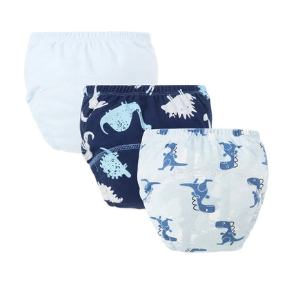 3-Piece Baby Diaper Pants Set – Cotton Toddler Training Pants, Cartoon Printed Reusable Nappies for Newborns & Infants