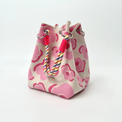 2025 Retro Floral Knitted Handbag – Mixed-Color Tote Bag with Safety Clasp Closure