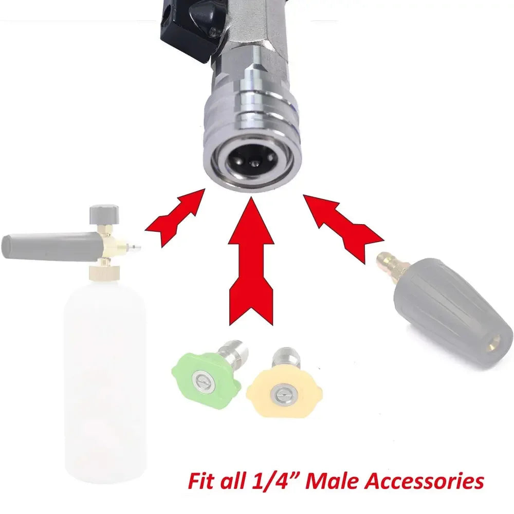 M22 14mm Pressure Washer Adapter with Ball Valve - 1/4" Quick Connect Hose Fitting with On/Off Switch