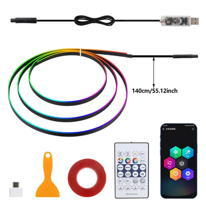 Universal Car LED Ambient Light Strip - RGB Interior Atmosphere Lights with USB, APP & Remote Control