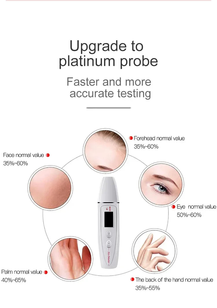 LCD Digital Skin Analyzer with Bio-Technology Sensor - Precise Oil & Moisture Tester for Skin Care Spa Monitoring