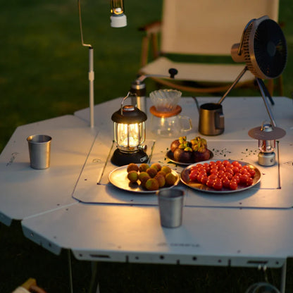 Homful Outdoor Multifunctional Stainless Steel Round Table – Foldable BBQ & Campfire Table for Camping