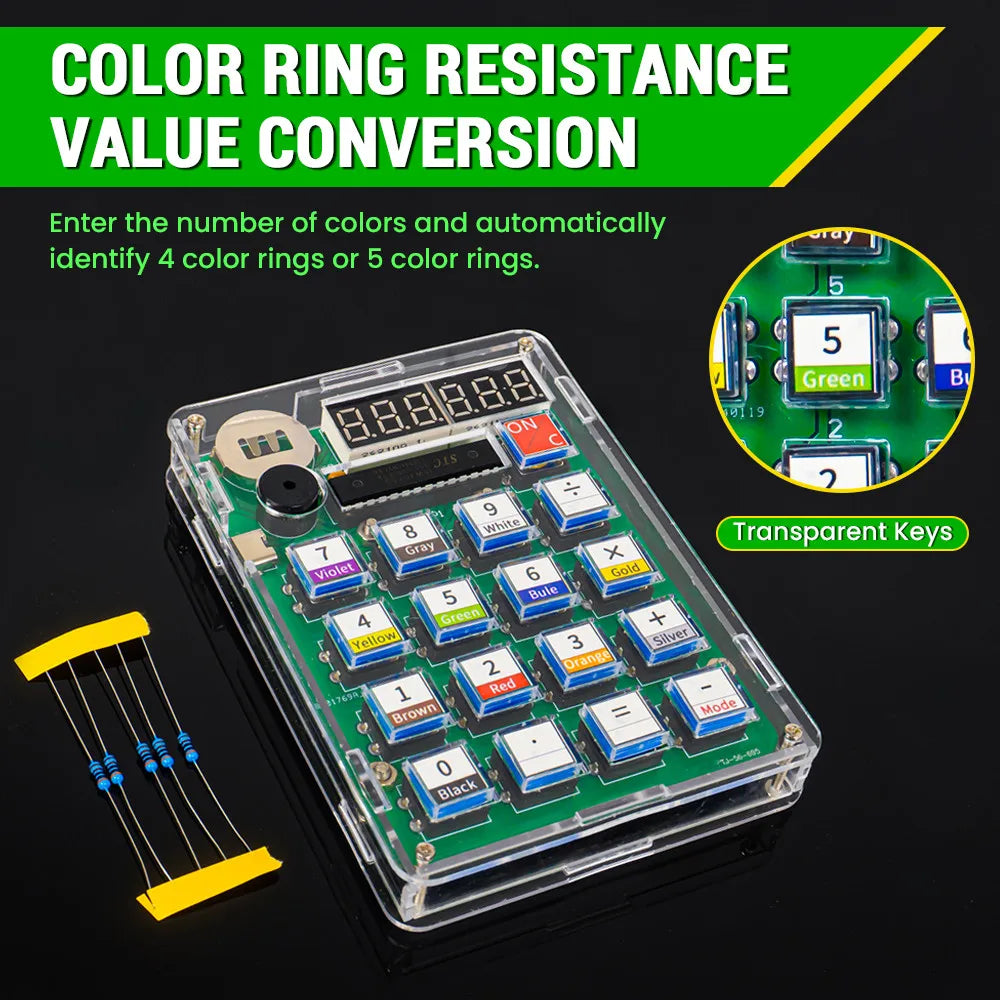 DIY Electronic Calculator Kit - LED Digital Display, Protective Shell, and Microcontroller Soldering Practice Set