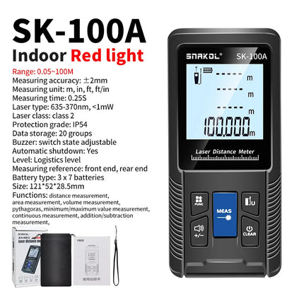 Snakol 120M Green Laser Tape Measure — High Accuracy Digital Distance Meter & Electronic Ruler