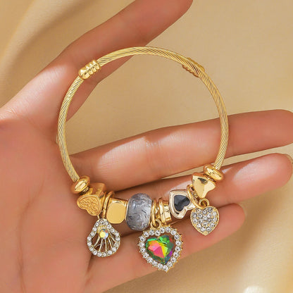 Women's Stainless Steel Pan Family Bracelet – Stylish Multi-Element Accessory for Daily Wear & Gifts