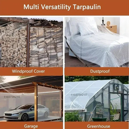 Transparent Heavy-Duty Waterproof Tarpaulin – Thick Windproof & Snowproof Clear Rain Cover for Patio, Garden, Porch & Chicken Coop