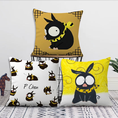 Anime Cute Ranma P-chan & Ryoga Pig Cushion Cover – Sofa, Bedroom & Office Pillow Case for Nap Time