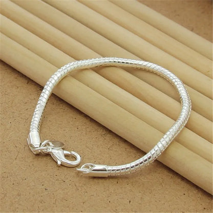 Hot Sale 925 Sterling Silver Solid Chain Bracelet — Charm Fashion Jewelry for Women & Men, Party, Wedding Gift