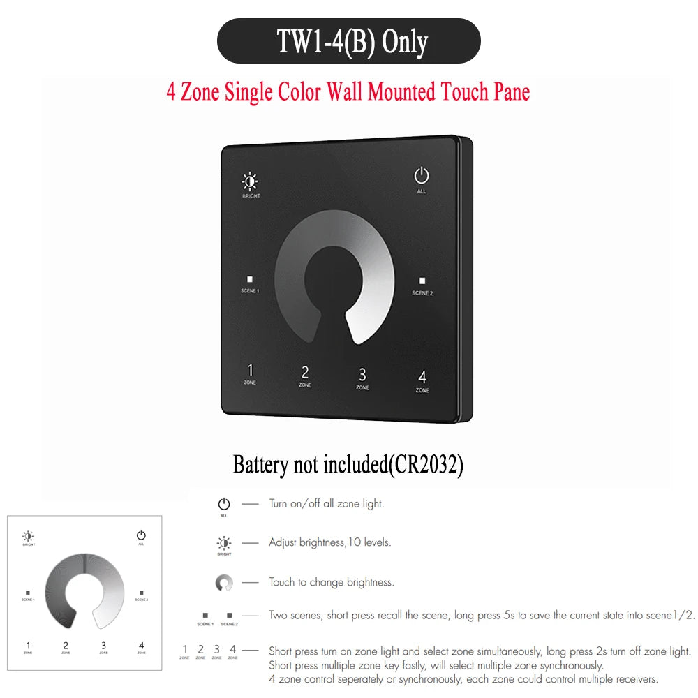 CENFAYA ZigBee & RF 2CH LED Controller - Smart DC 12V/24V Dimmer for CCT LED Strips with Remote Control