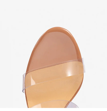 Red Sole Transparent High Heels — Summer PVC Open-Toe Handmade Women’s Sandals
