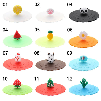 Cartoon 10cm Cute Silicone Cup Cover - Heat-Resistant, Leak-Proof, Dustproof Sealed Lid for Tea Cups