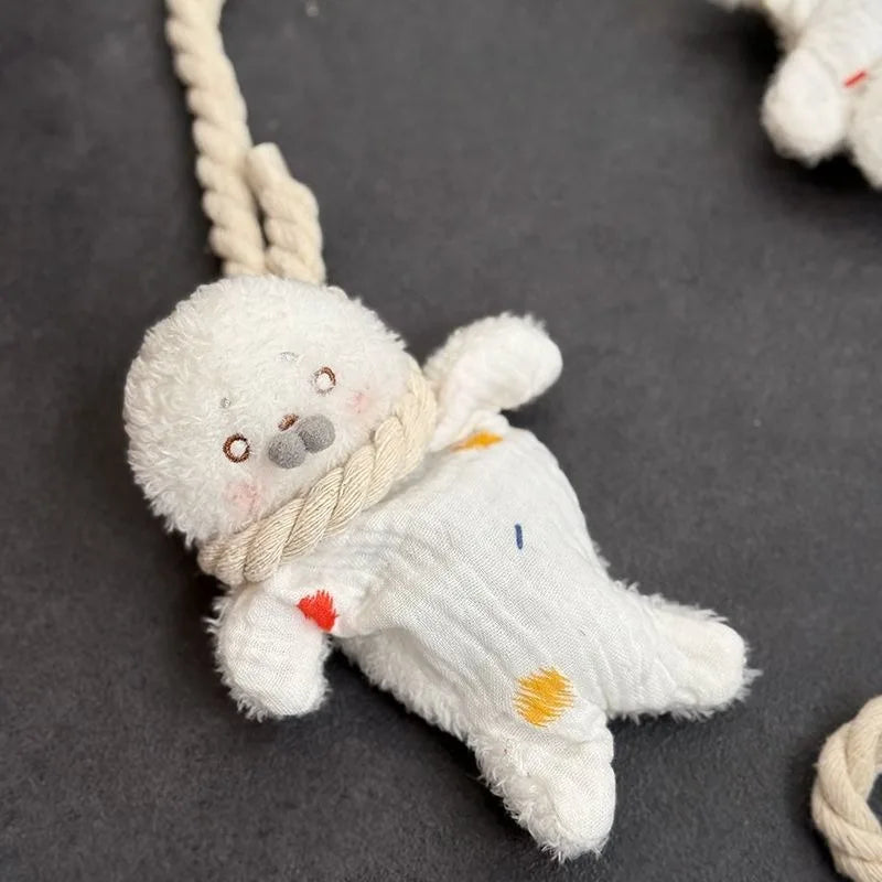 Hanging Rope Bean Bag Animal Toy - Cute Squishy Squeeze Fidget Stuffed Doll