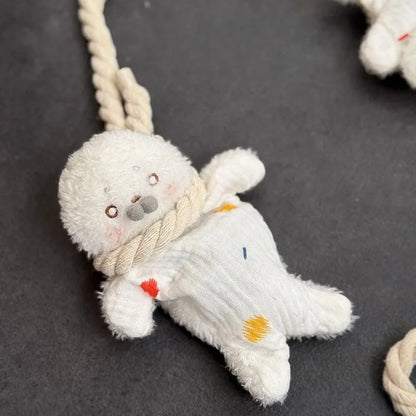 Hanging Rope Bean Bag Animal Toy - Cute Squishy Squeeze Fidget Stuffed Doll